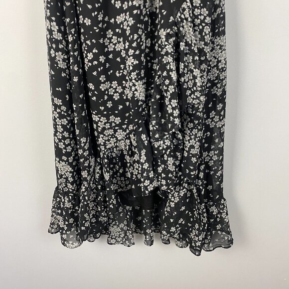 Lulus All Sweet Black Floral Print Ruffled One-Shoulder Midi Dress Size Medium - Picture 4 of 11